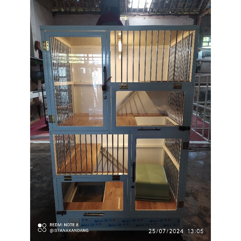 KANDANG KUCING ALUMUNIUM  2 KAMAR PREMIUM