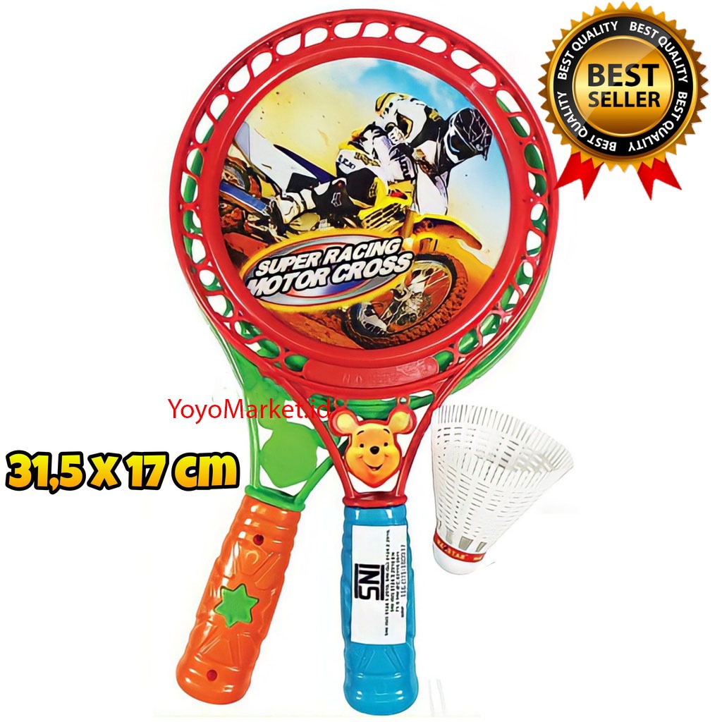 Mainan Edukatif Anak Raket Badminton Karakter isi 2 PCS - Mainan Anak Raket Bulu Tangkis Tingtong