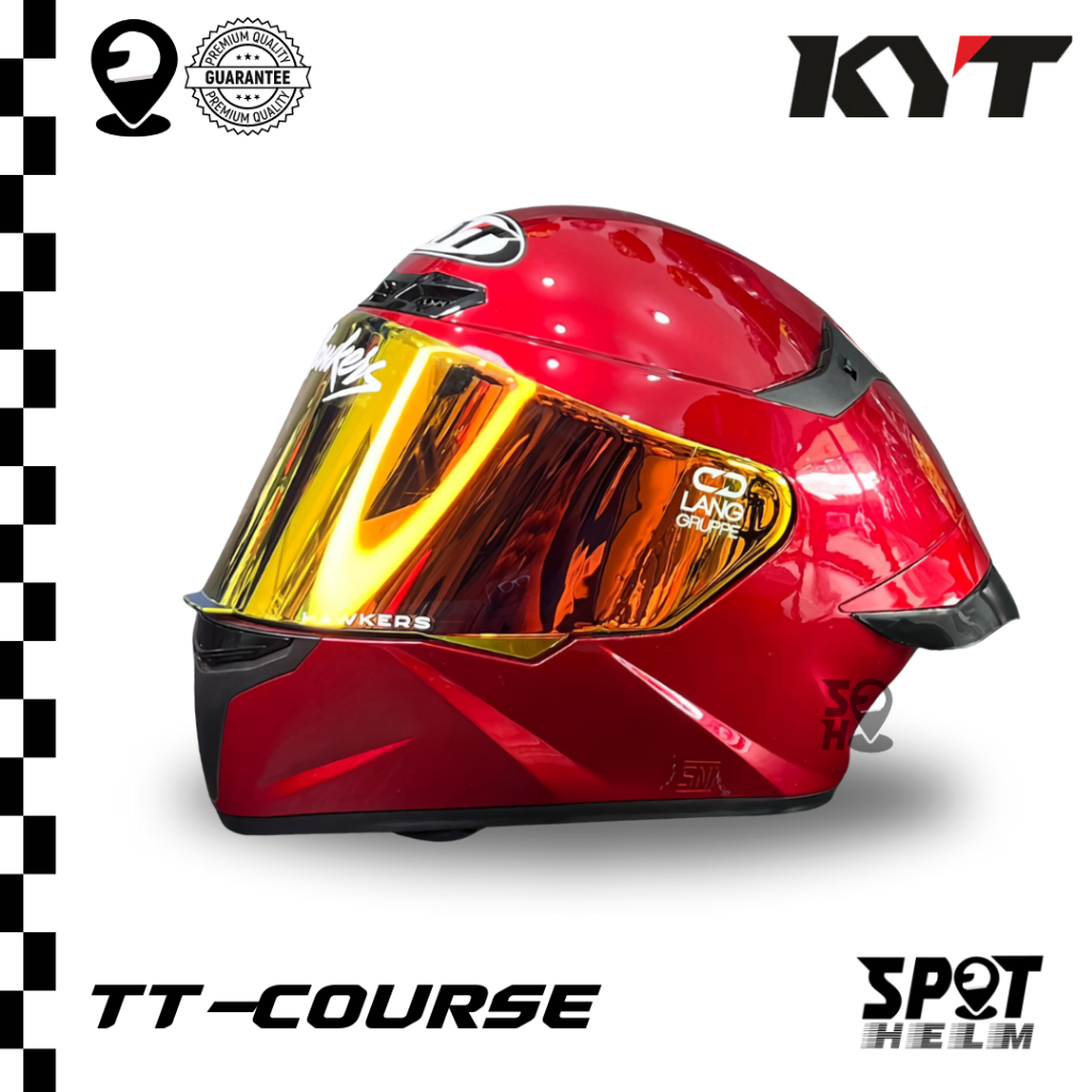 HELM KYT TT COURSE  RED MAROON GLOSSY - FULL FACE - KYT TTC