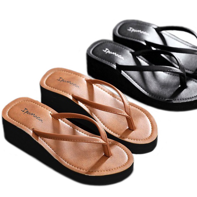 Belanja Hore Sandal Wedges Spon Wanita  Wedges Spon Jepit Simple  Wedges Dewasa IPOMOEA