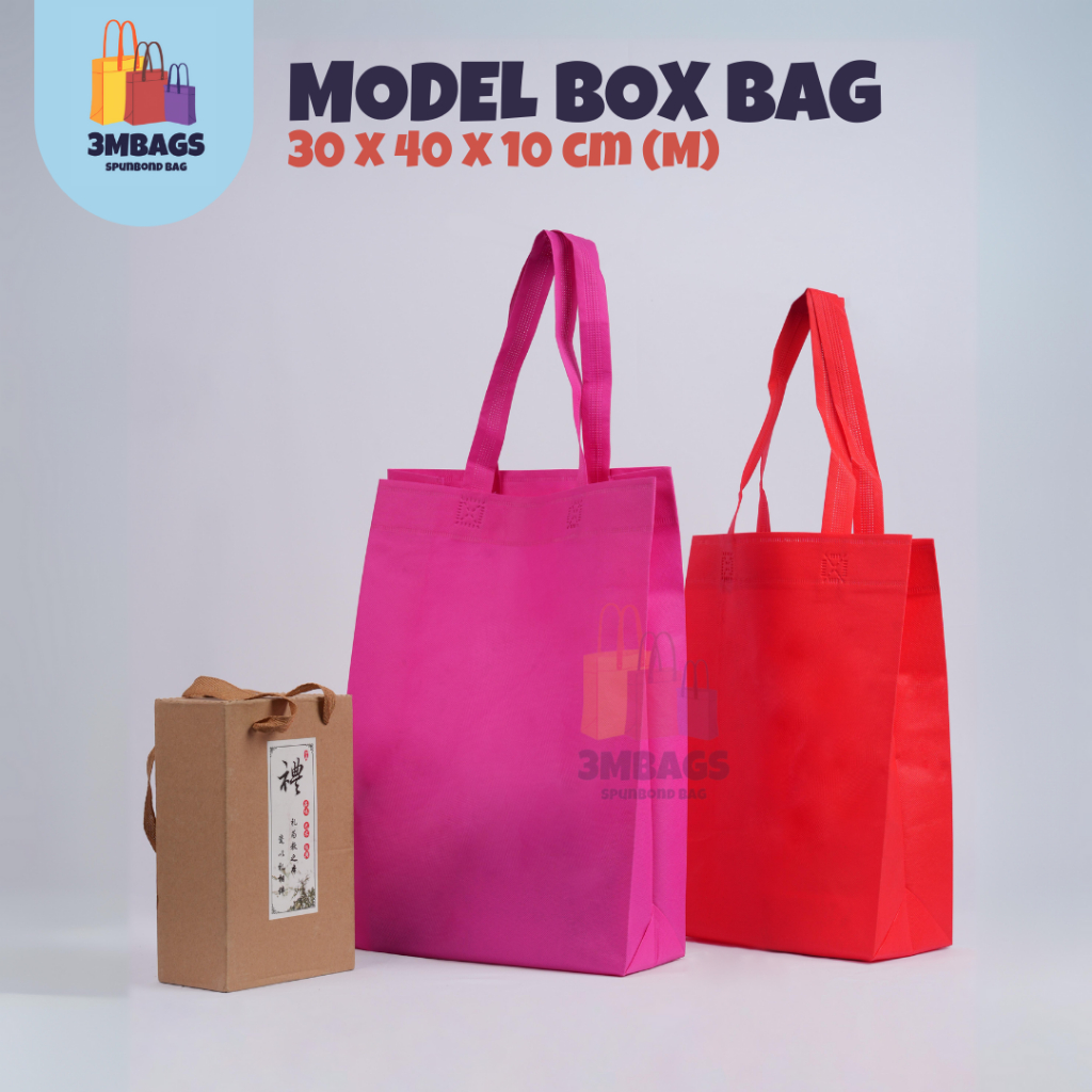 

Tas Spunbond / Tas Belanja Model Box Bag 30 x 40 x 10 cm (M)