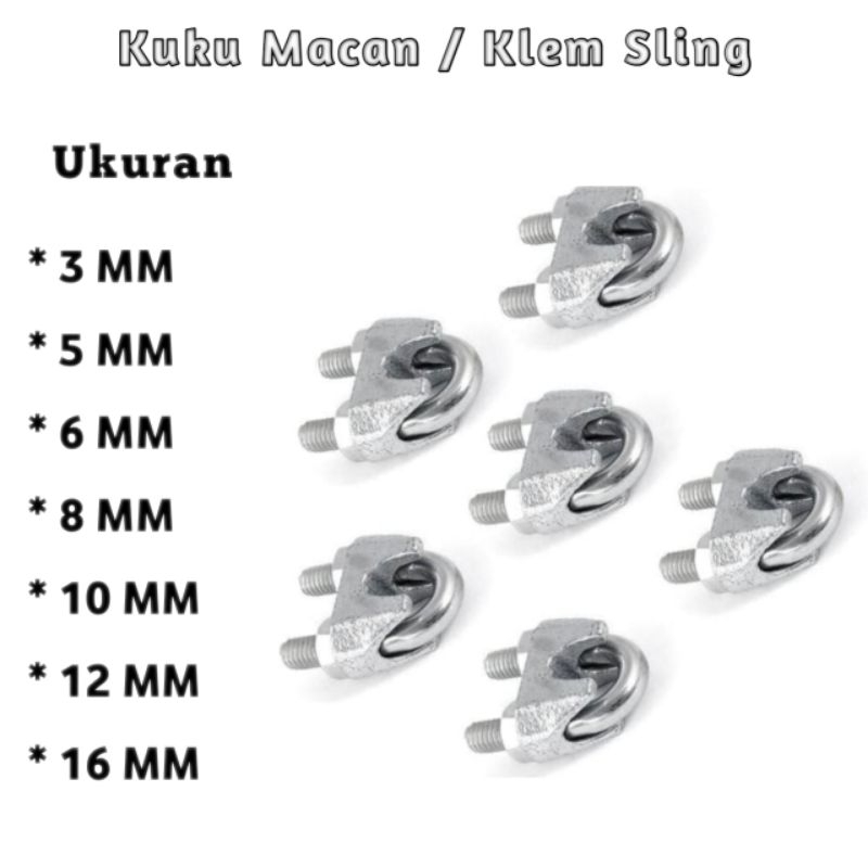 Promo Clamp Kawat Sling Baja 10 mm Klem Kuku Macan Wire Rope