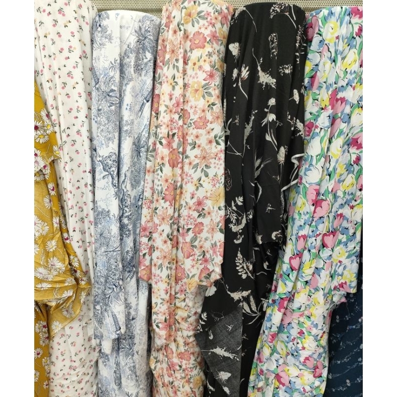 Katun rayon premium motif bunga - kain cotton lentur lembut - bahan katun rayon corak kembang