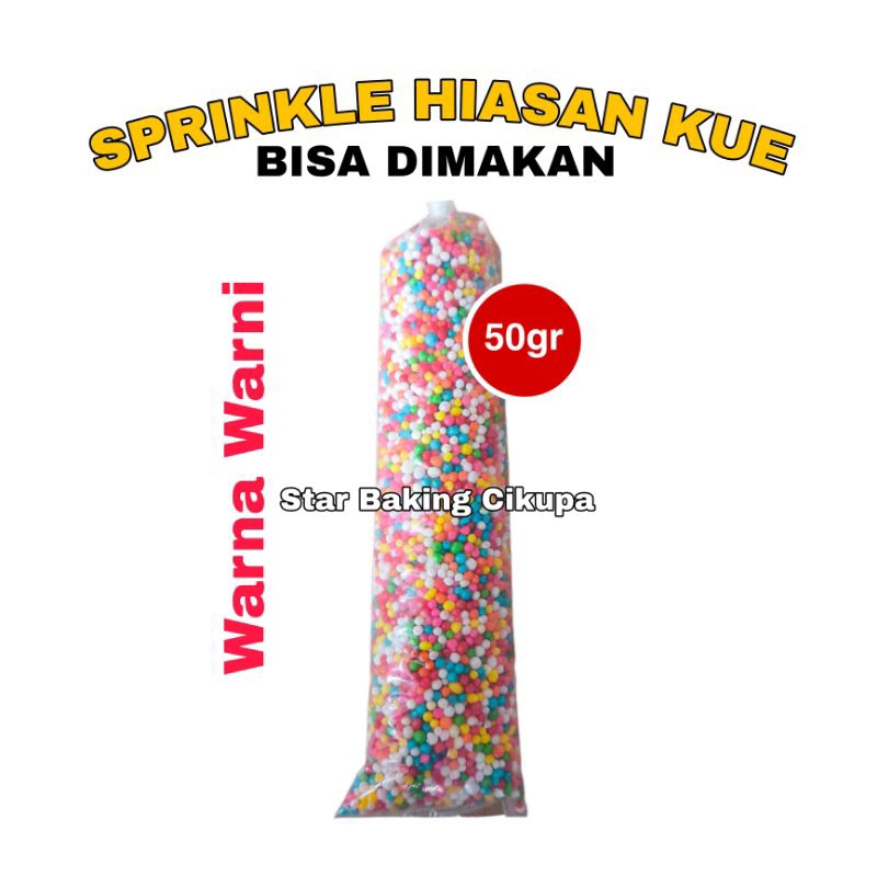 

SPRINKLE HIASAN KUE WARNA WARNI 50gr Bisa Dimakan