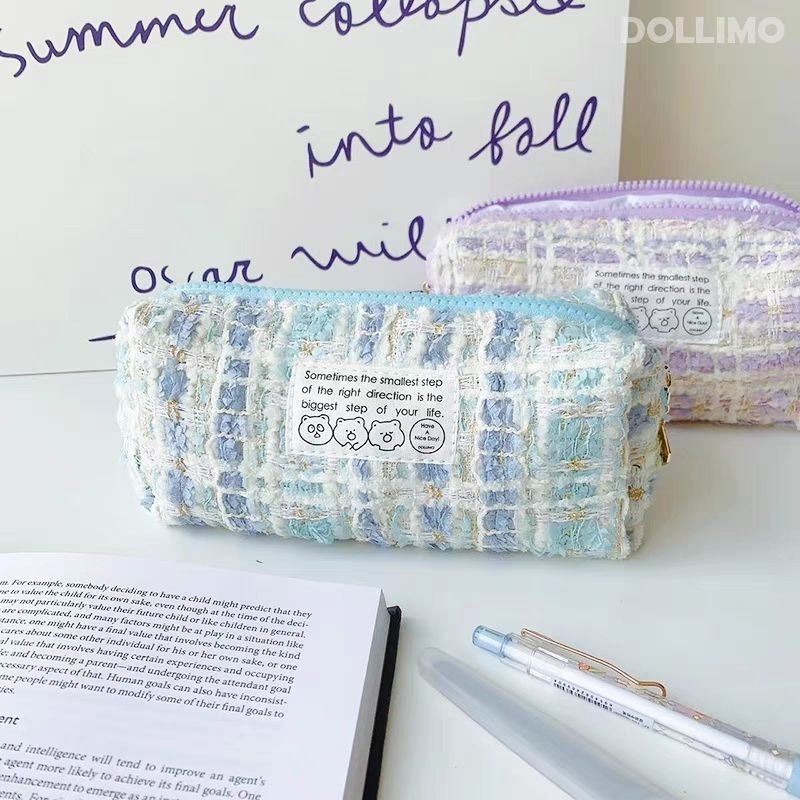 

Literary and fresh large capacity pencil case cute woven makeup bag storage bag student pencil case gift