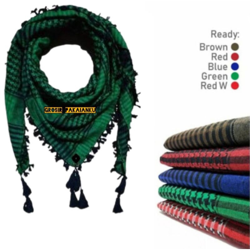 Sorban Arab Palestina Keffiyeh Hitam Putih Original Premium Pria Dewasa Syal Muslim.