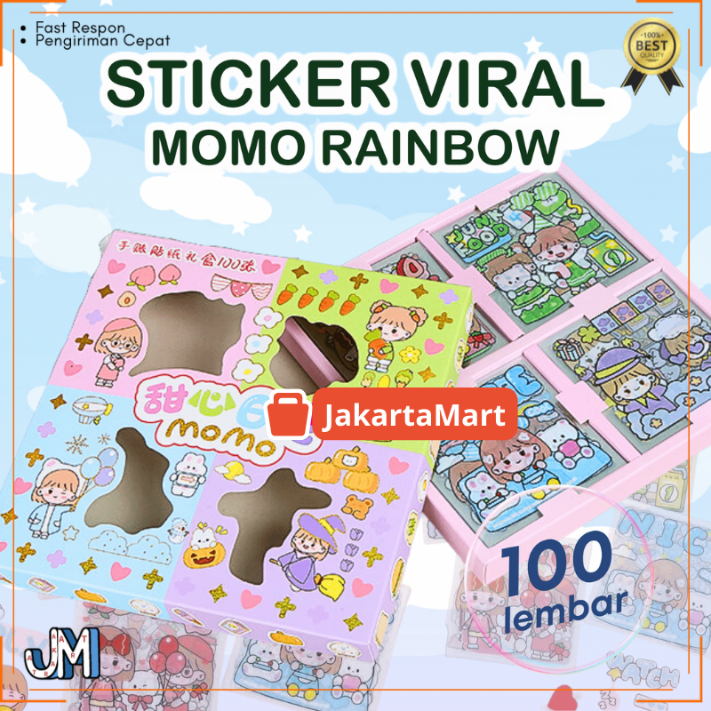 

100 Lembar Stiker Mix Warna Motif Kartun Korea Lucu Anti Air Dekorasi Handbook Scrapbook DIY JMT