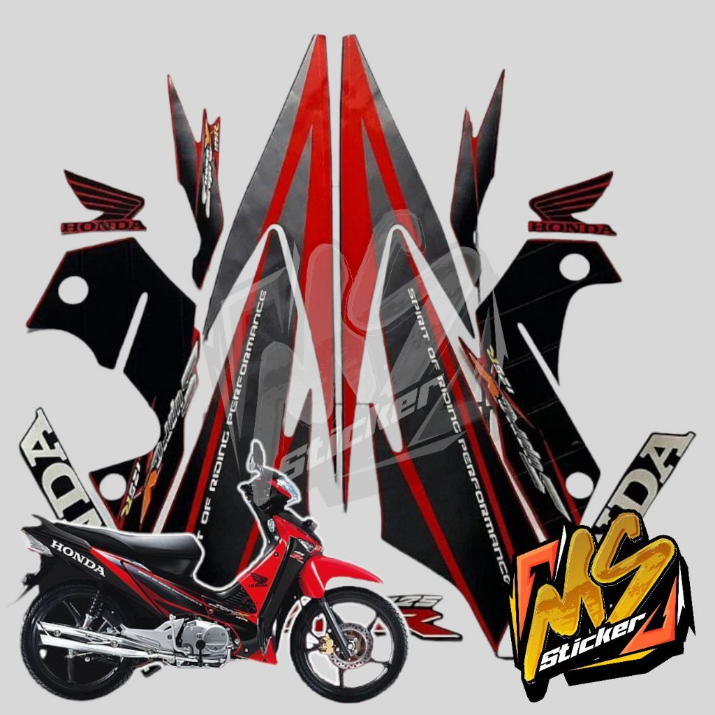 STICKER STIKER POLET LIS STRIPING MOTOR FULL BODY HONDA SUPRA X 125 LAMA OLD WARNA MERAH HITAM
