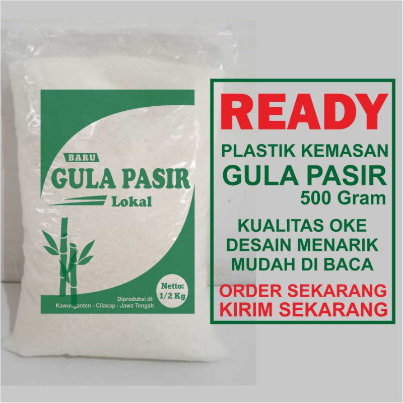 

PLASTIK KEMASAN GULA PASIR 500GRAM/STNGAH KILO ISI 50LEMBAR