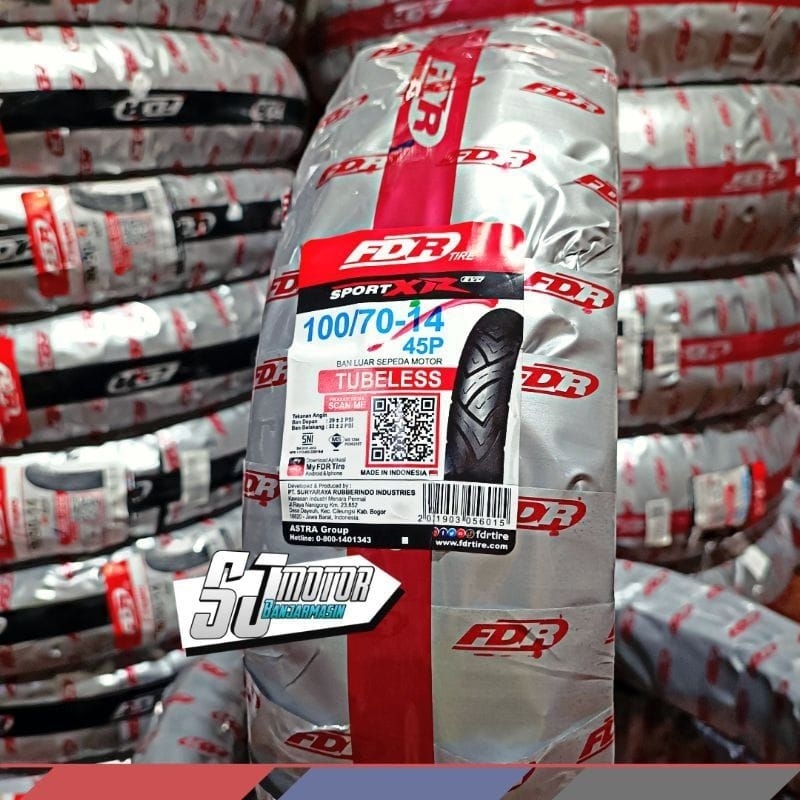 Ban Luar FDR - Spory XR Evo 100/70-14 Type Tubeless + Pentol Tubeless Ban Belakang Mio J S Gear GT F