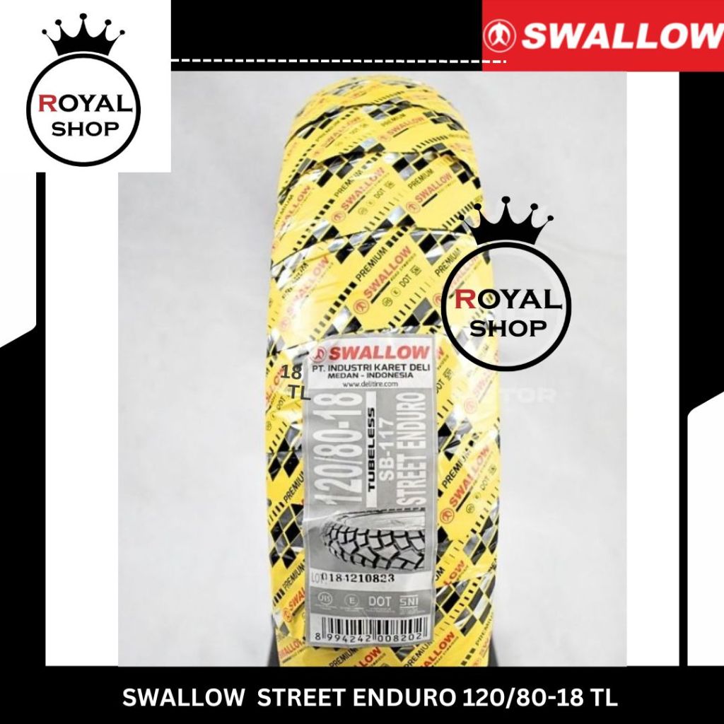 Ban Tubeless Swallow 120/80-18 Street Enduro Semi Trail SB-117 Ring 18