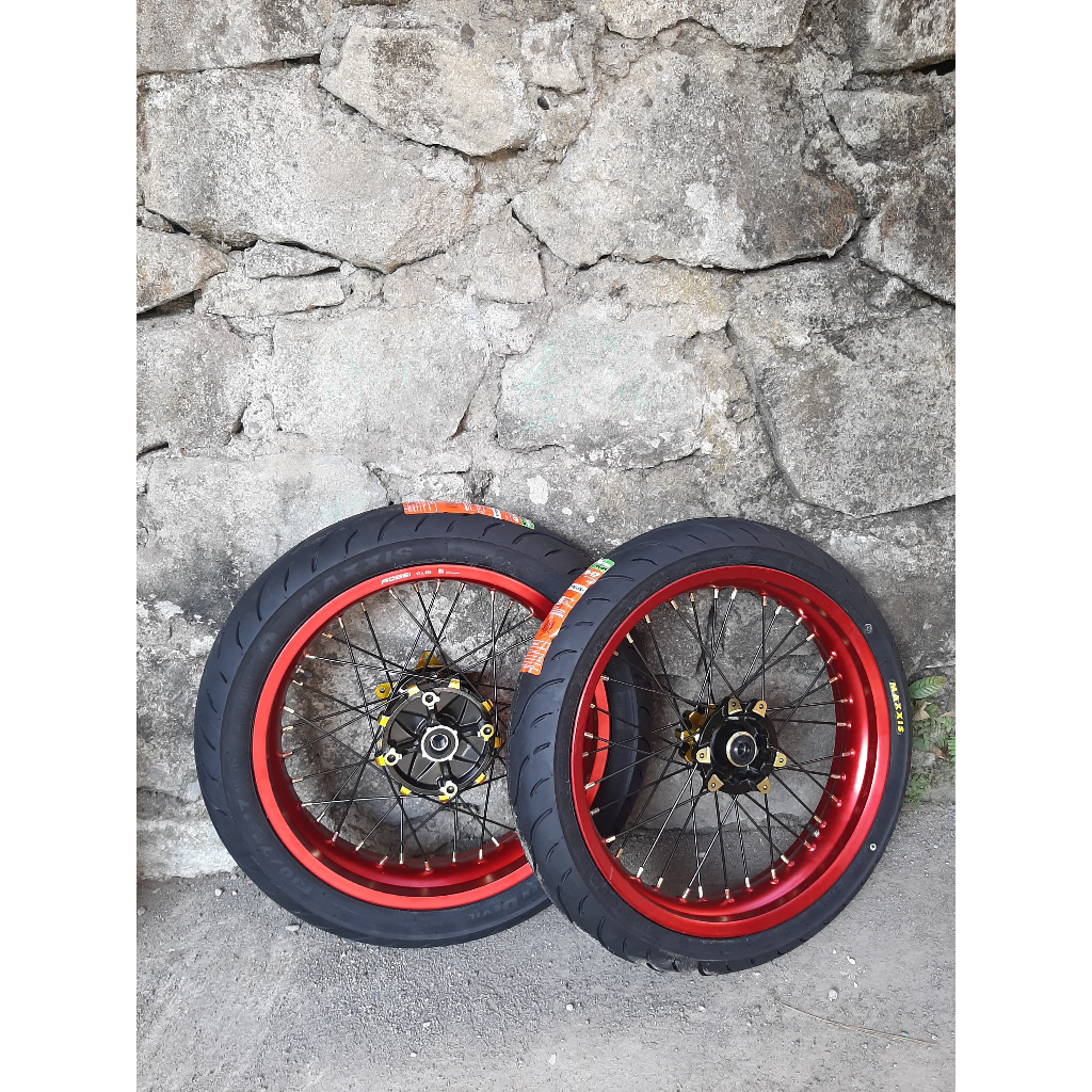 WHEELSET SUPERMOTO CRF 300/350 BAN MAXXIS BARU RING 17