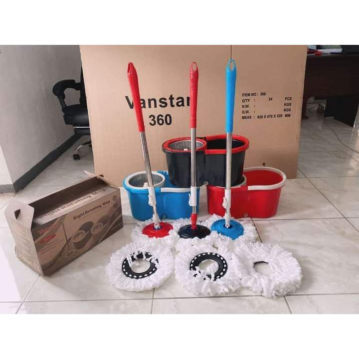 Magicmop VAnstar ( bak peras stenlis ) / Alat Pel lantai set pengengring ember putar bonbox spin mop