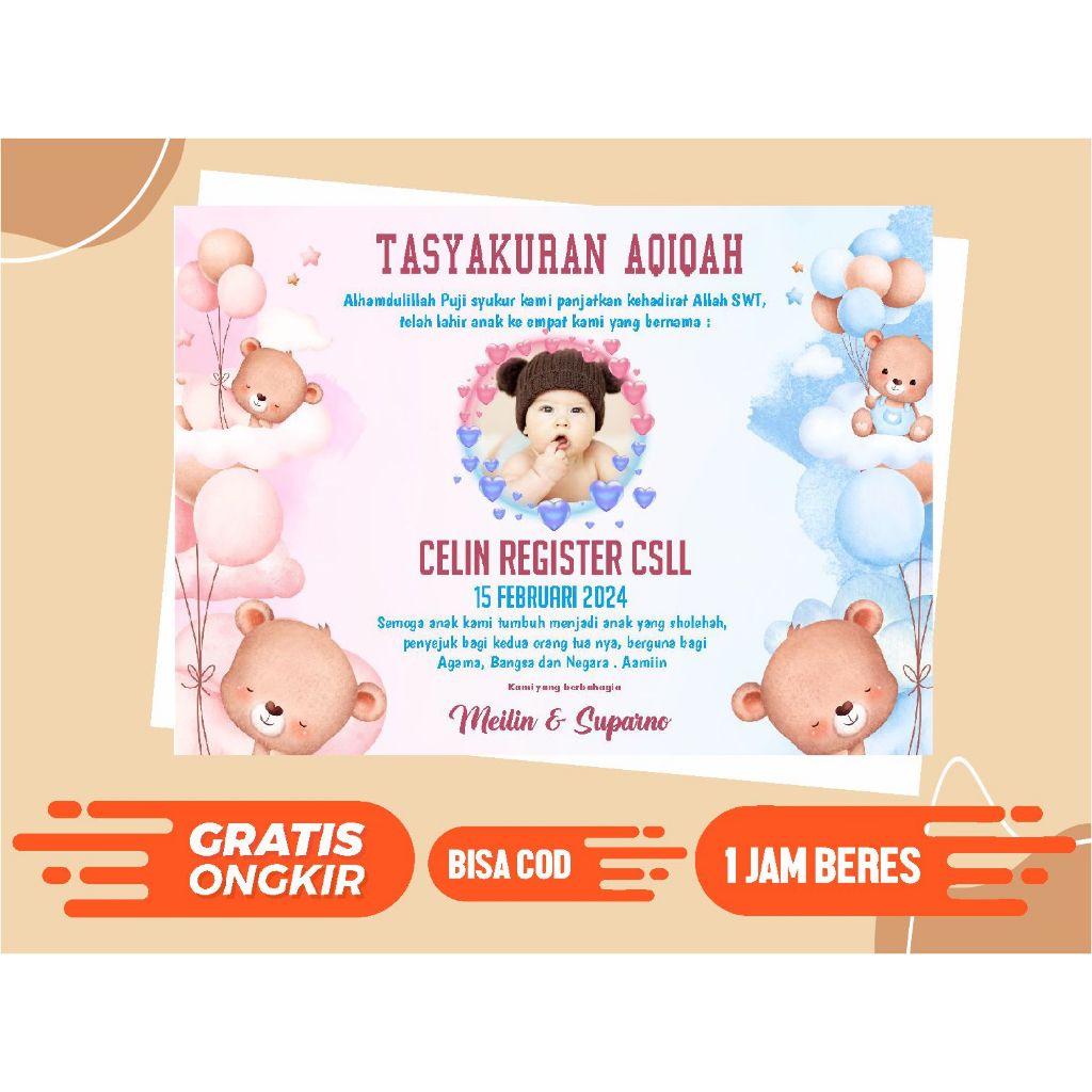 

Sticker/Kartu Aqiqah/Sticker Tasyakuran Aqiqah/Sticker Kelahiran/Sticker Tedak Siten | Sticker Glossy Ukuran 10x8 Cm