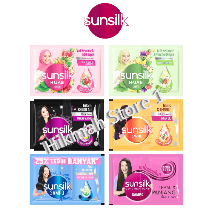 Sunslik sampo Hijab sachet 12pcs Renceng hitam berkilau black shine Rambut halus lembut soft sunsilk