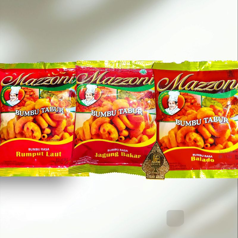 

Mazzoni Bumbu Tabur Rasa Balado,Jagung Bakar, Rumput Laut 100gr, 1pcs