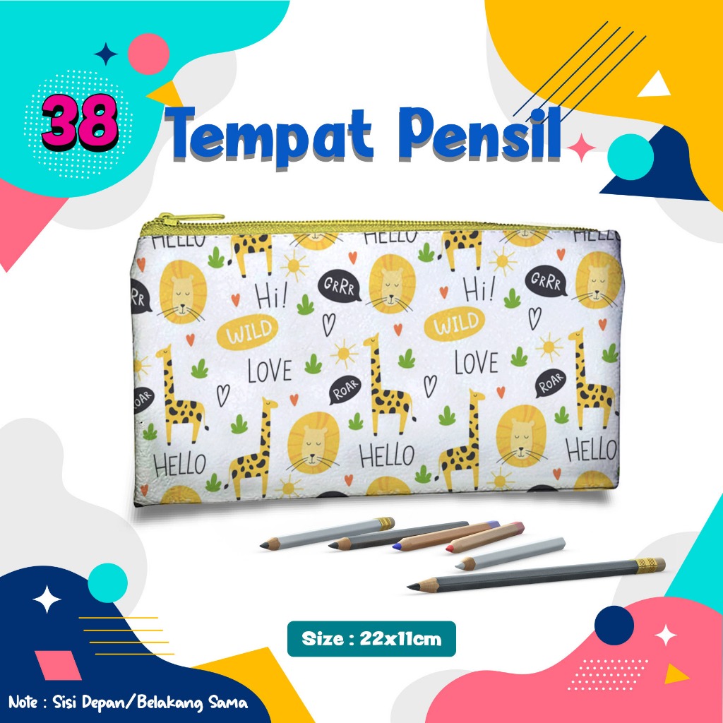 

Pencil Case motif jerapah 038 Animal Cute Tempat Pensil Kostak Kotak wadah Pouch dompet