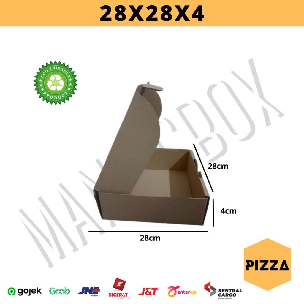 

Kardus packing Uk. 28x28x4 cm model pizza kotak polos bahan coklat luar dalam