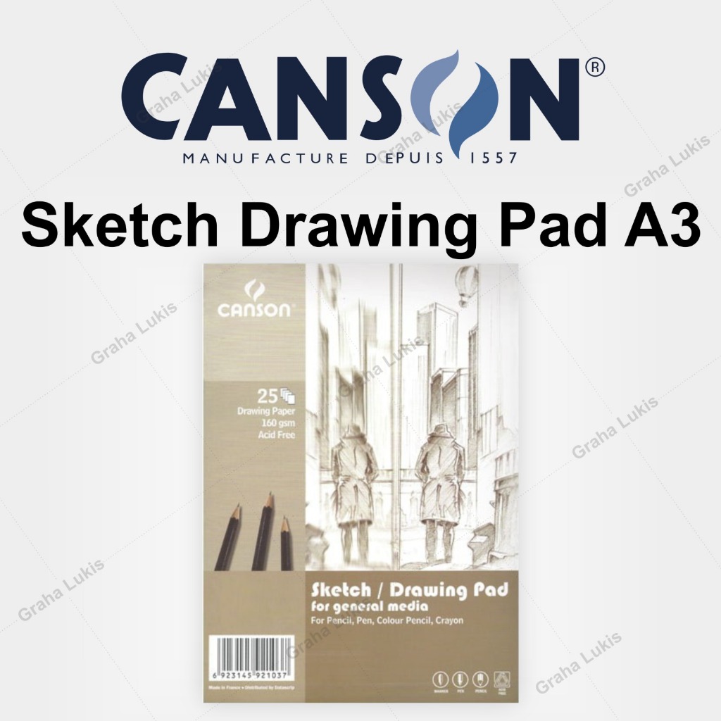 

CANSON SKETCH / DRAWING PAD A3 160GSM