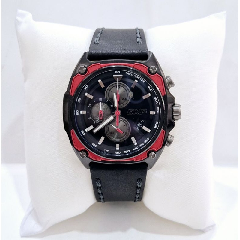 Expedition 6835 chrono tali kulit hitam jam tangan cowok original