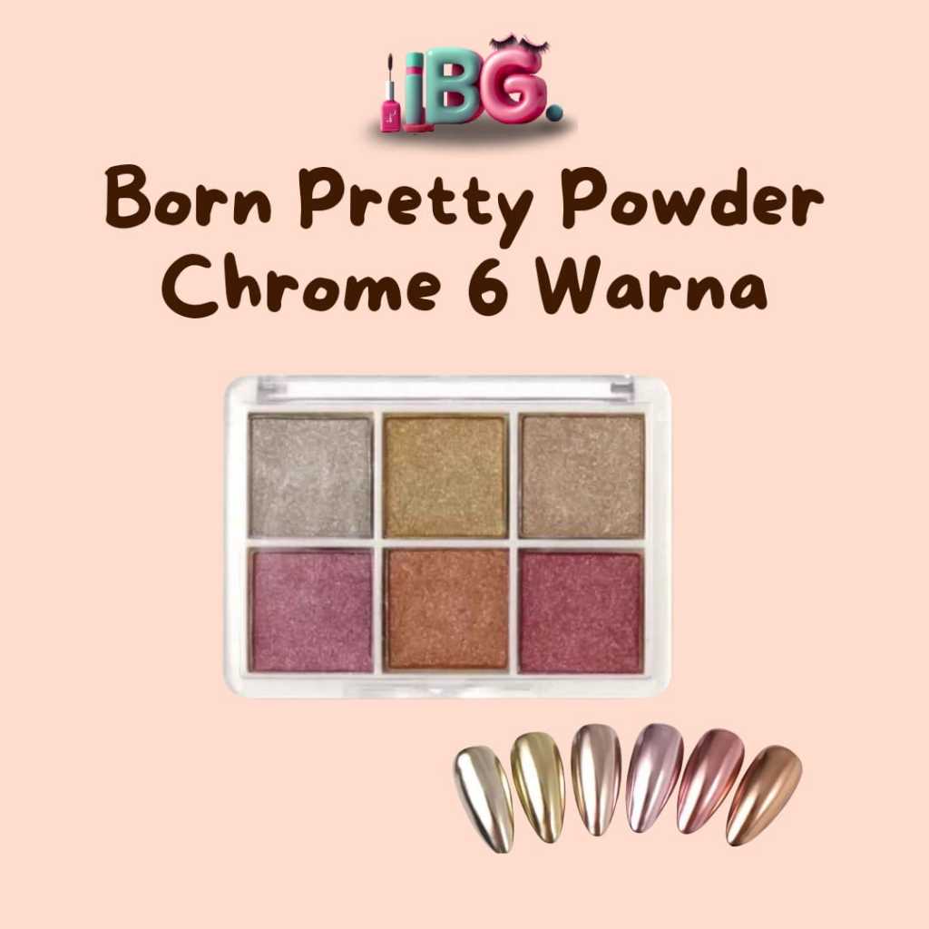 Born Pretty Solid Chrome Powder Nail 6 Warna / Solid Nail Powder Silver Chrome Solid/ Solid Nail Powder Chrome Gold / Gold Powder Nail Art
