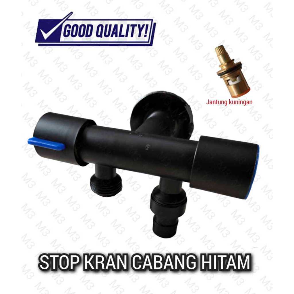 KRAN DOUBLE / STOP KRAN CABANG HITAM / KRAN AIR TEMBOK DOUBLE 1/2 INCHI