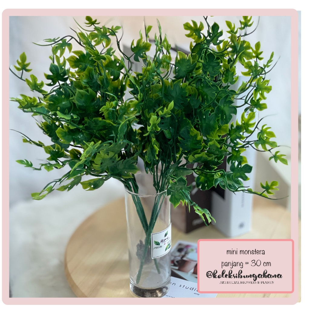 tanaman daun monstera palsu artificial janda bolong hias plastik dekorasi rumah