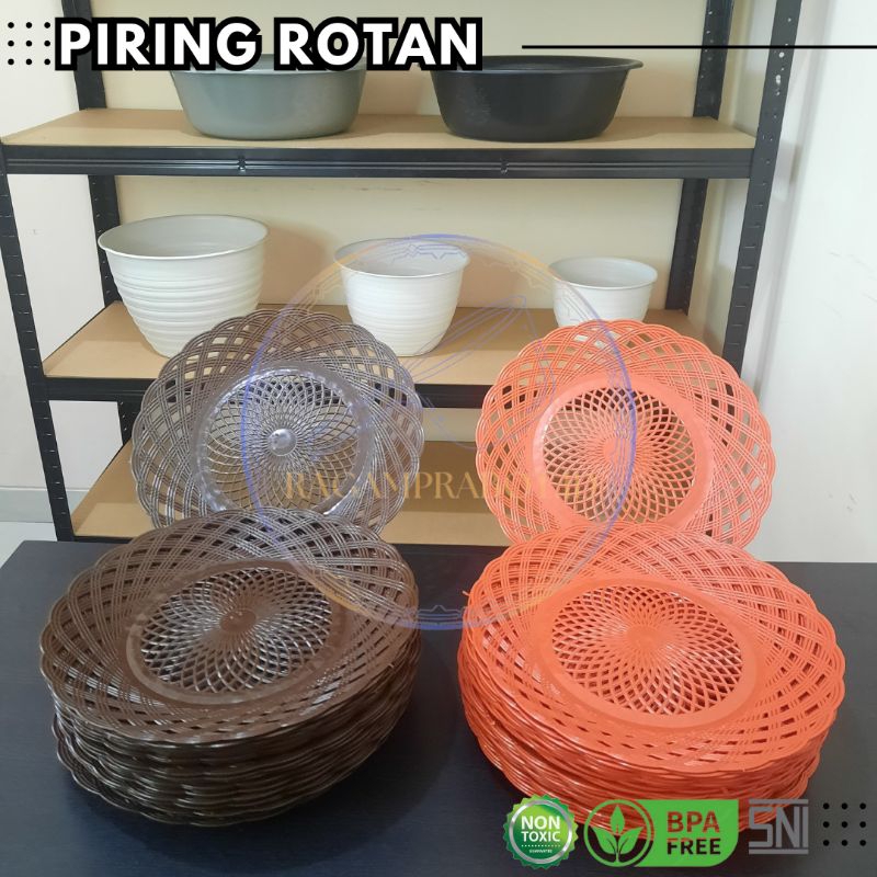 Piring Rotan Plastik | Piring Rotan Plastik Motif Anyaman | Piring Rotan Murah