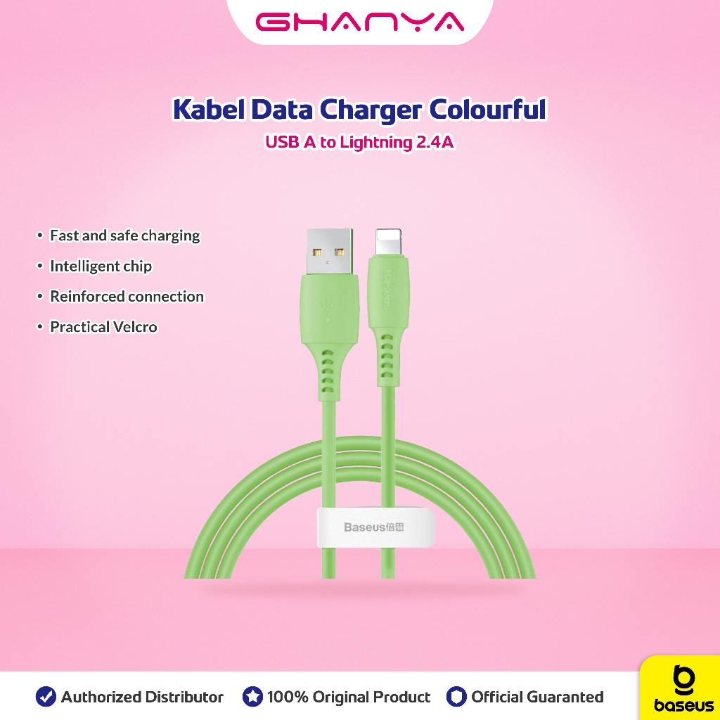 Baseus Kabel Data Charger Colourful USB A to Lightning 2.4A Fast Charging Iphone 5 5S 6 7 8 X XS XR 