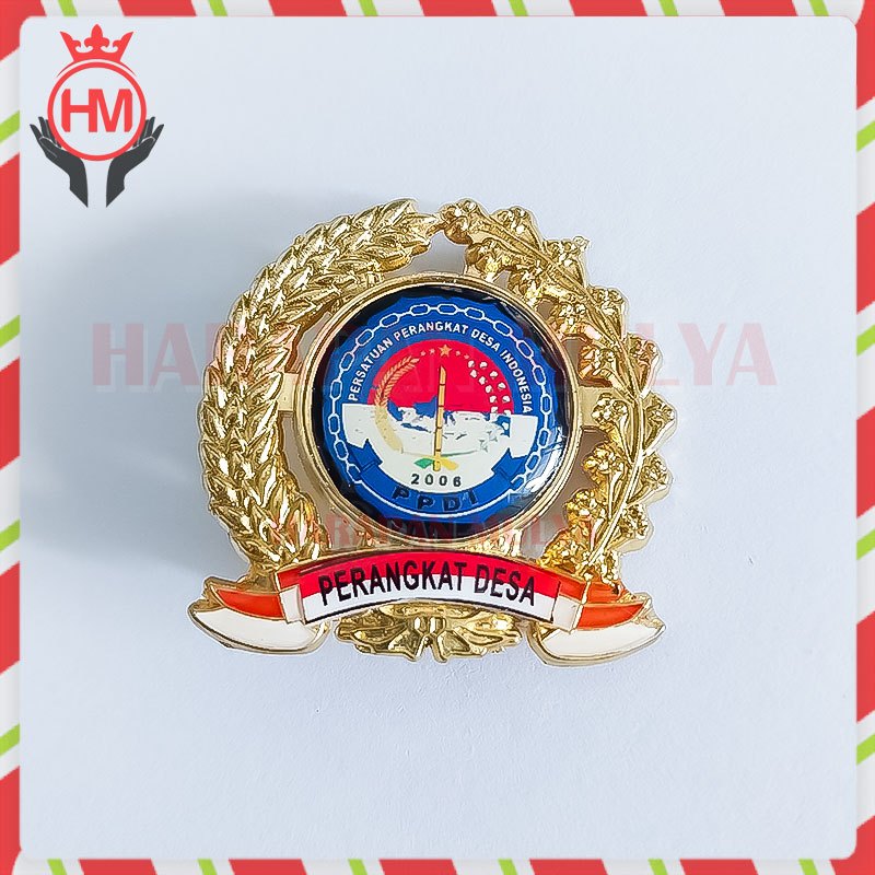 Lencana Perangkat Desa - Pin Padi Kapas Logo Perangkat Desa - Harapan Mulya
