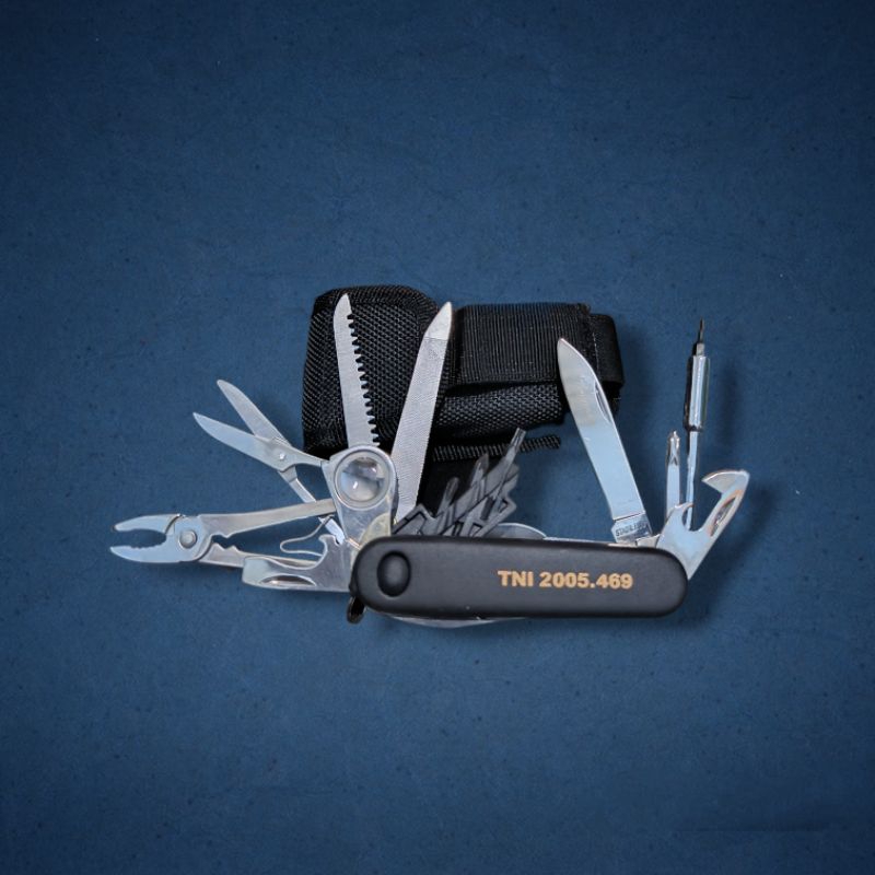Toolkit alat serbaguna / multitools gunting gergaji pembuka botol obeng toolset multitool tni 2005 a