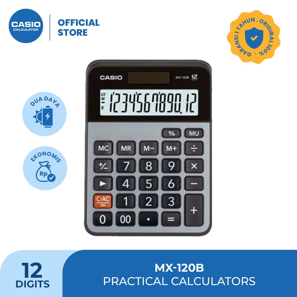 

Original Kalkulator Casio Calculator MX-120B - Kalkulator Meja Office Desktop MX 120 B