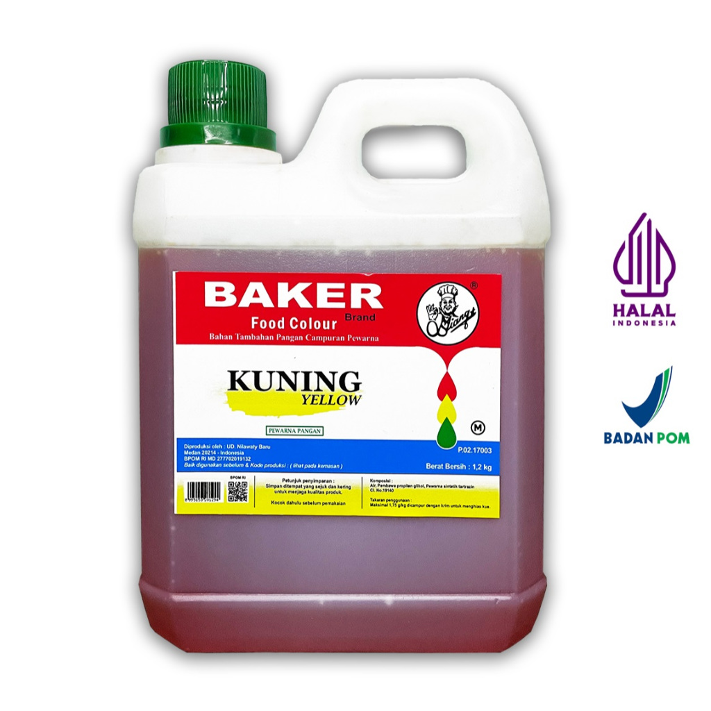

Pewarna makanan / cream kue / bahan kue Yellow Kuning - BAKER MS ( 1200g ) Halal