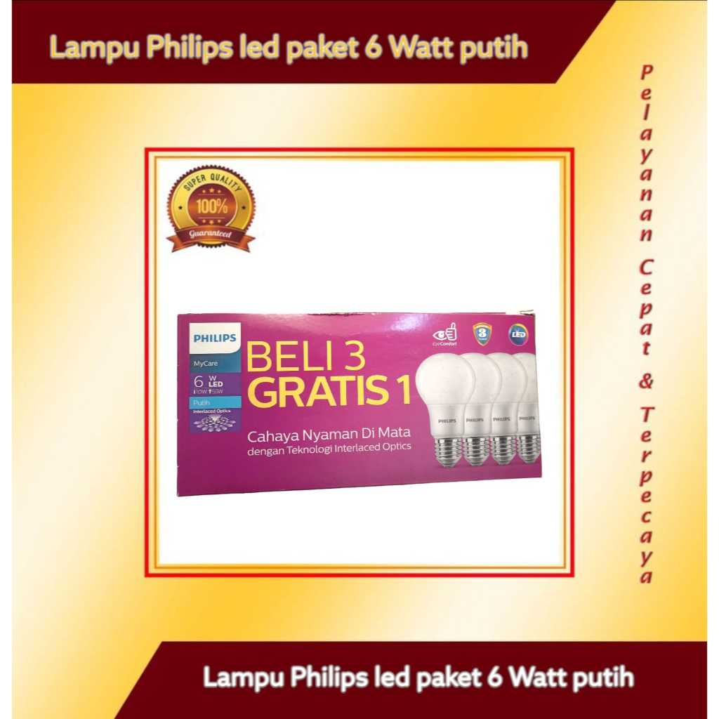 Lampu Philips led paket 6 watt putih