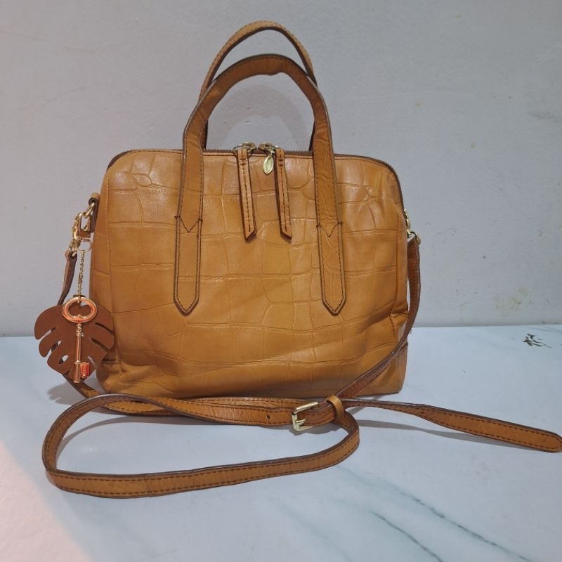 Tas Preloved Satchel Bag ocil fos sil Sydney motif croco