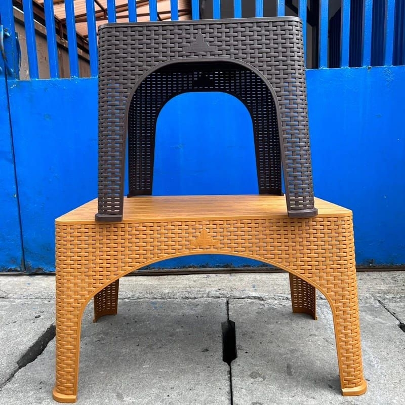 Meja Plastik Olymplast OST-W / Meja Kopi / Meja Olymplast Motif Rotan Anyaman Panjang Dan pendek / M