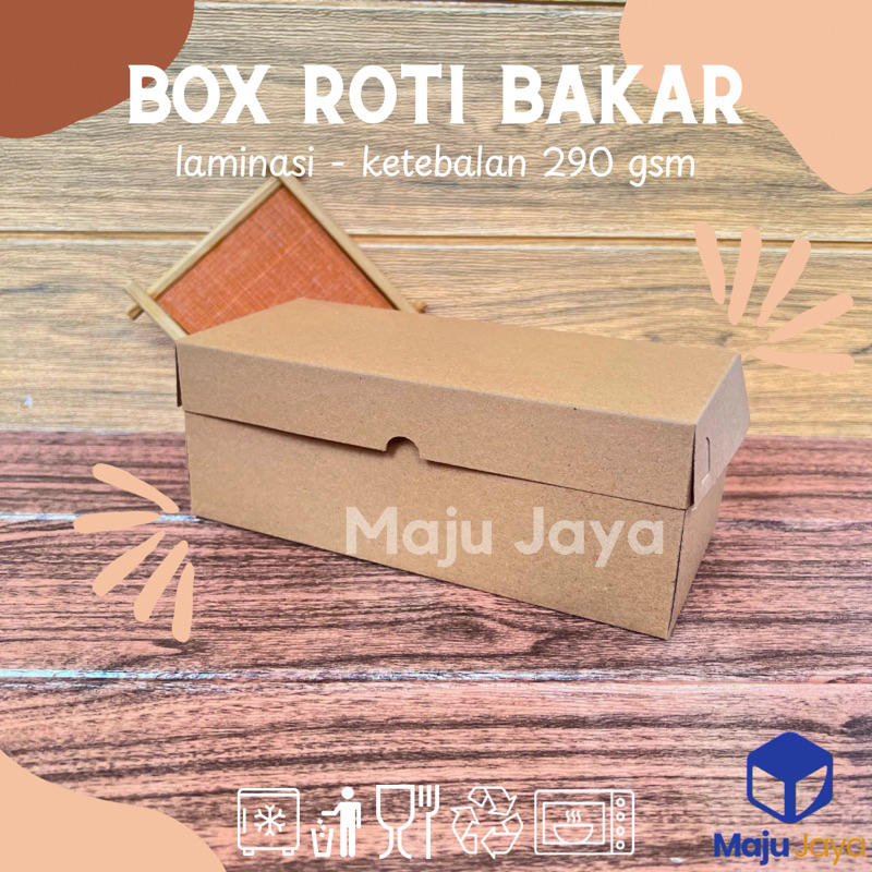 Maju Jaya - Box Roti Bakar Laminasi Kraft 290 gsm ukuran 21x9.5x8 cm / Dus Roti Bakar / Dus Roti Gem