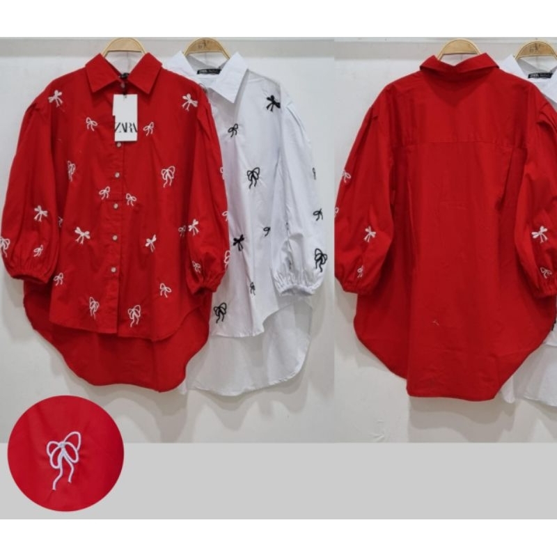 Kemeja Zara bordir pita