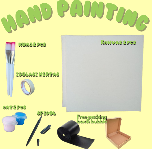 

canvas lukis handpaintig kanvas 20x20 packet kumplit camvas board couple