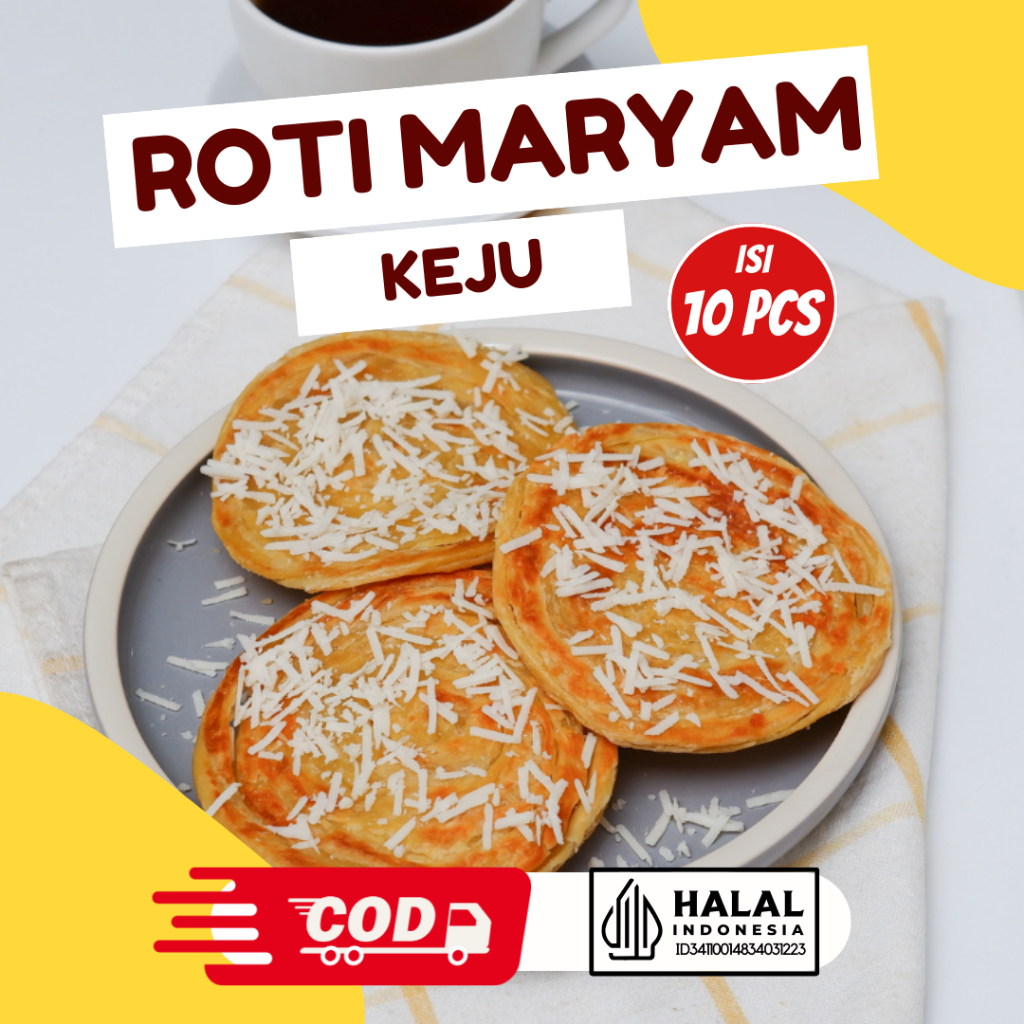 

Roti Maryam Keju isi 10, Roti Cane, Roti Konde, Roti Canai Frozen Rasa Keju