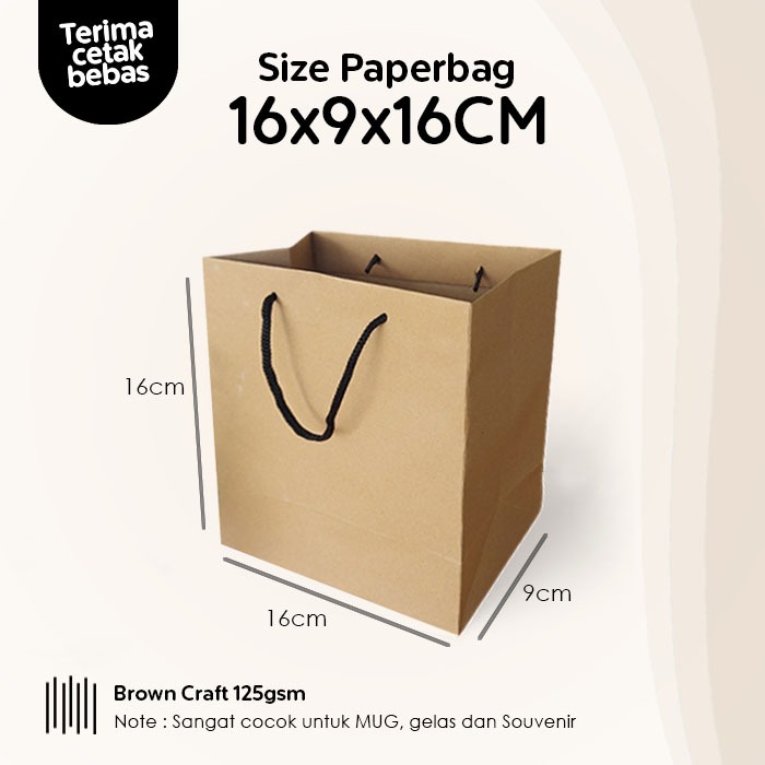 

Paper Bag Kado Uk. 16x9x16 cm, Papper Bag Coklat Packing MUG Souvenir, Jam Tangan Kerudung, Paperbag Polos Warna Coklat Murah