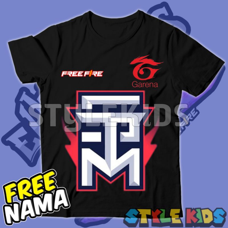 BISA COD FREE NAMA Kaos Anak Laki laki Perempuan Logo Guild Stm Free Fire Garena T-shirt Baju Anak L