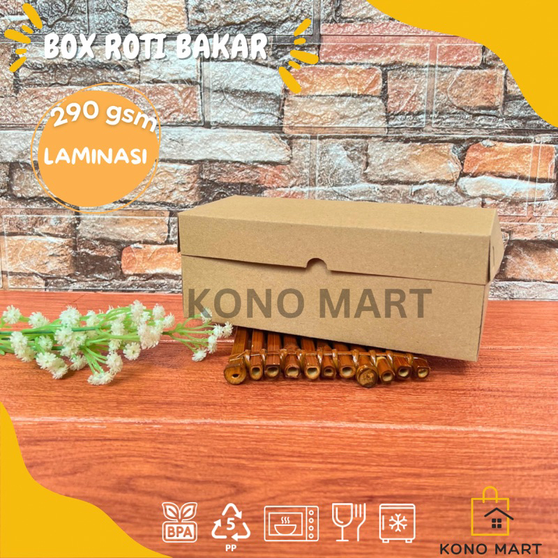 Box Roti Bakar Laminasi Kraft 290 gsm ukuran 21x9.5x8 cm / Dus Roti Bakar / Dus Roti Gembong Brownie