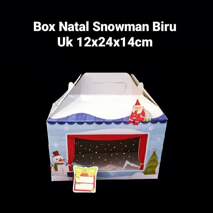 

( 5 pcs ) Dus Jinjing Hampers Natal Box Tenteng Snowman Viru Ukuran 12x24x14cm Packaging Cake
