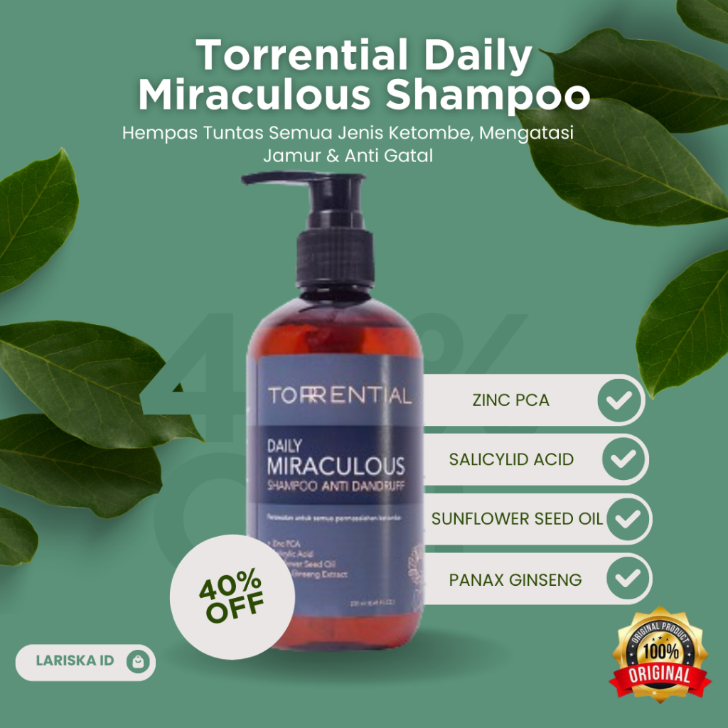 Shampo TORRENTIAL DAILY MIRACULOUS shampo anti dandruff rambut rontok parah dan penumbuh rambut sham