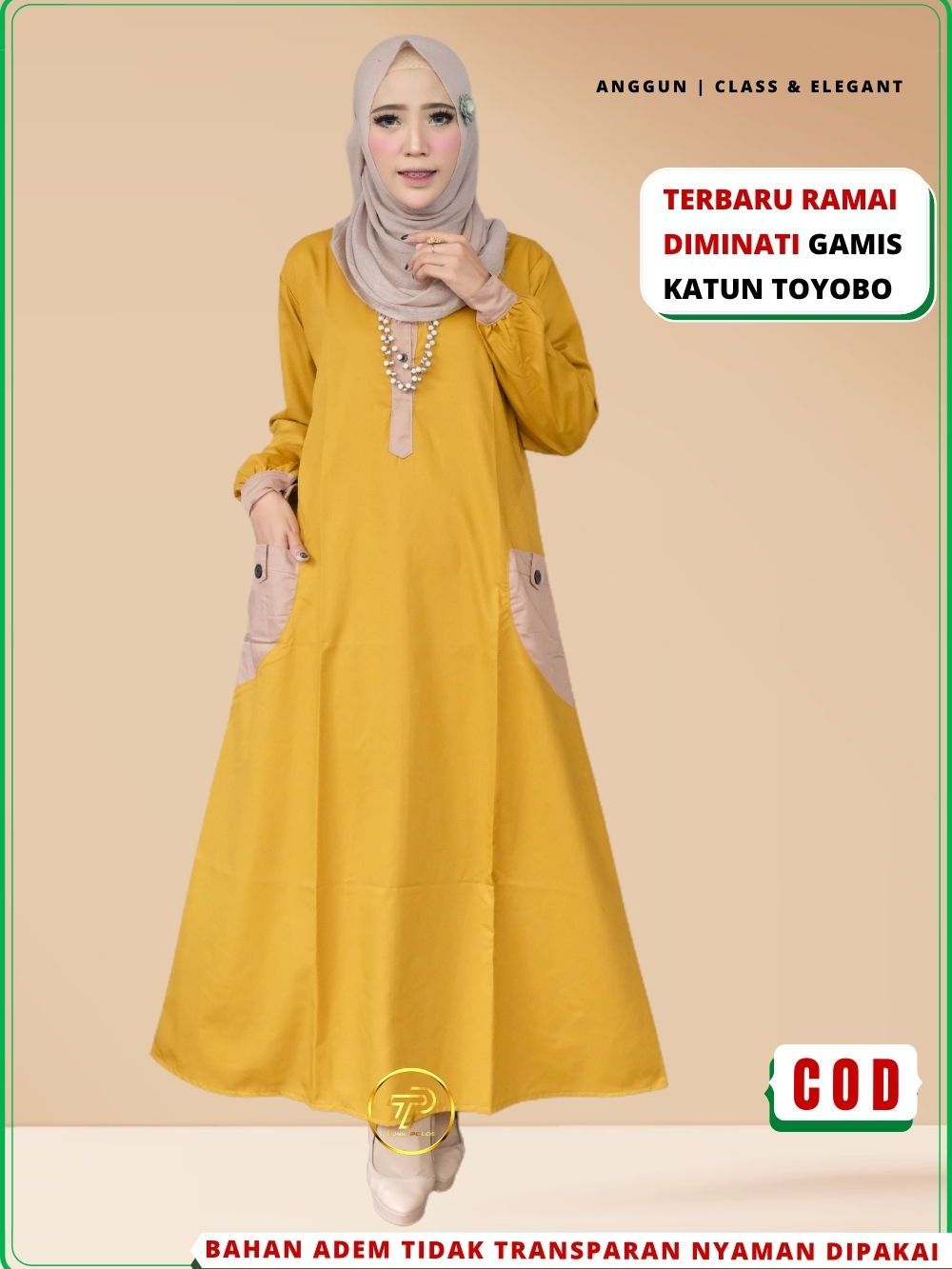 Baju Gamis Wanita Bahan Katun Toyobo Premium Adem Kombinasi Terbaru 2 Warna Terbaru Busui A13