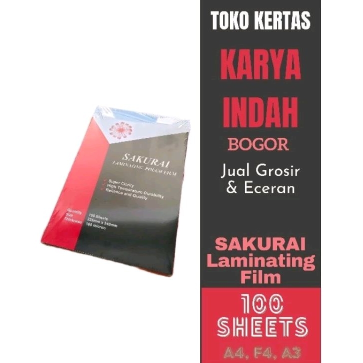 

Laminating Film Kertas Laminating Sakurai ukuran A4, F4, A3
