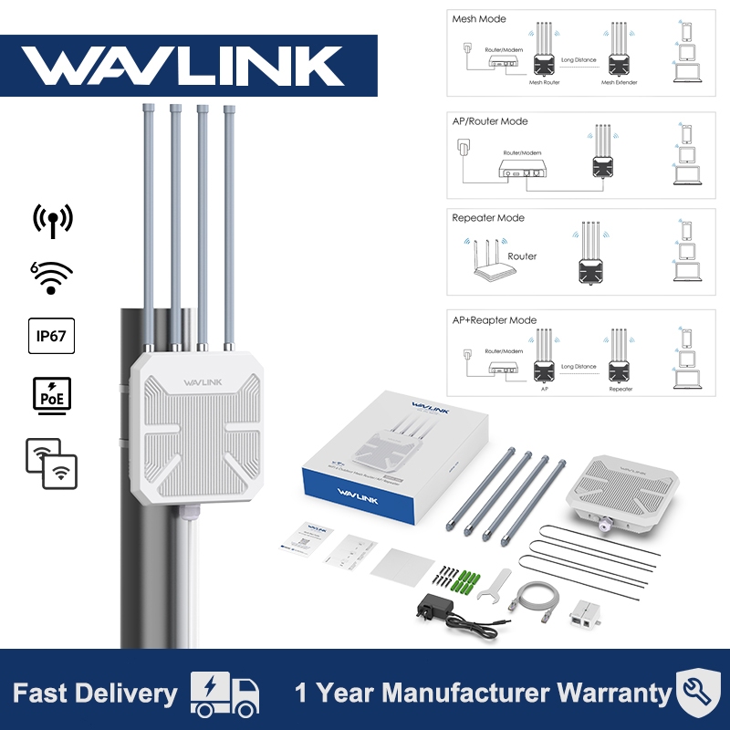 WAVLINK AX1800 Outdoor Access Point WIFI6 Long Range Extender Wireless WiFi Router Dual Band 2.4G+5G
