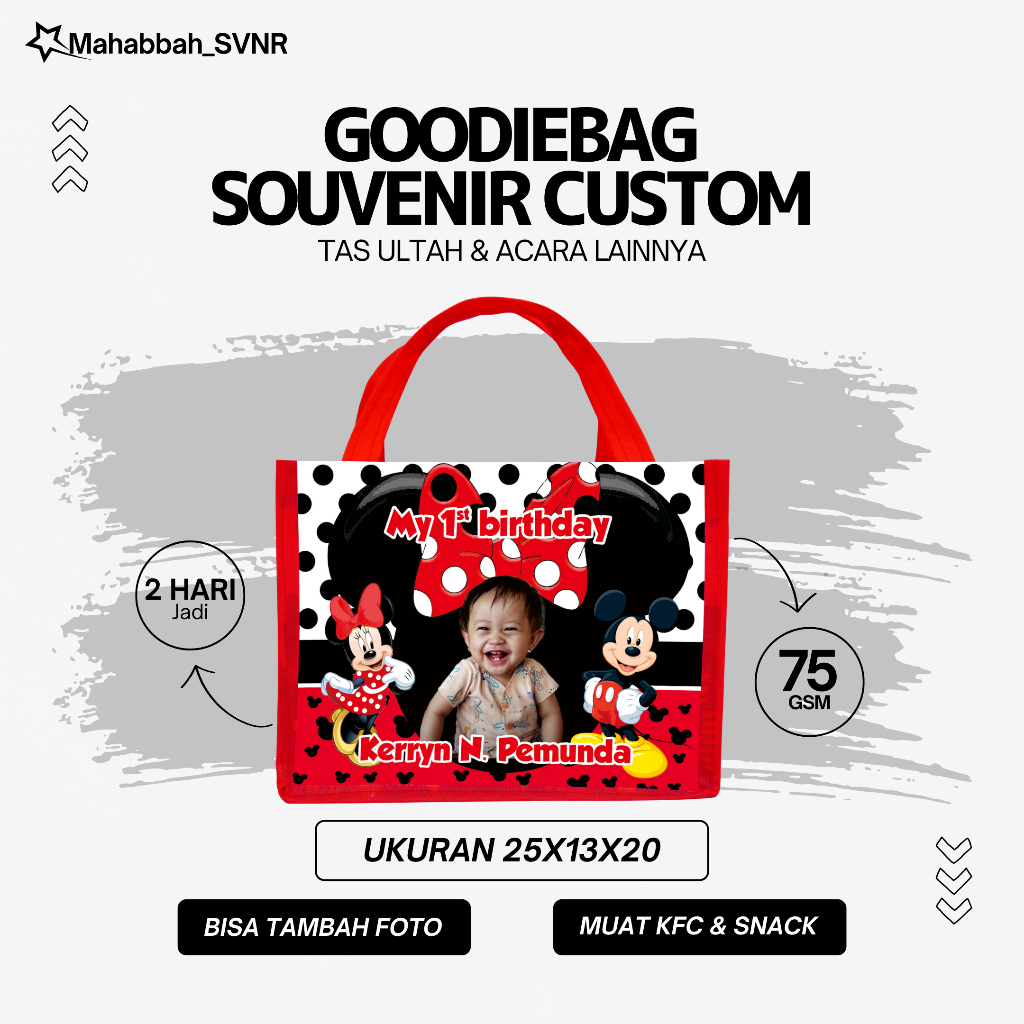 

tas bingkisan ulang tahun desain kartun mickey mouse