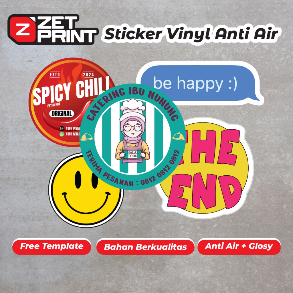 

Sticker Label Karakter Custom Stiker Makanan Minuman Kue Es Vinyl Anti Air Murah Dan Cepat